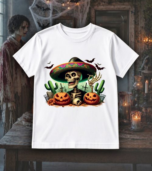 T-shirt col rond blanc hommes Visuel Halloween 2 Col rond Hommes / Skull II ~ Horreurs