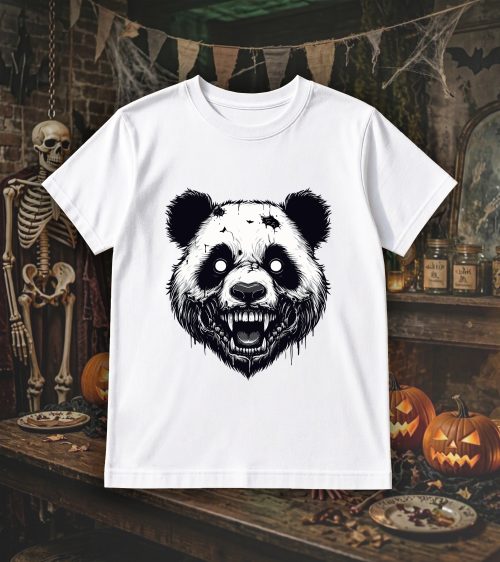 T-shirt col rond blanc hommes Visuel Panda halloween 1 Col rond Hommes / Panda I ~ Horreurs