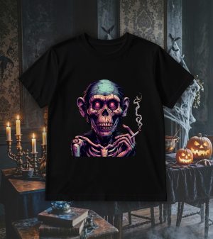 T-shirt col rond noir enfants Visuel Singe Halloween 1 Col rond Kids / Singe ~ Horreurs