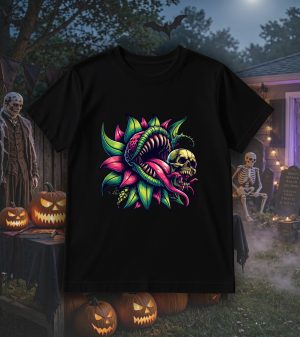 T-shirt col rond noir hommes Visuel Fleur 1 - Horreurs Col rond Hommes / Floor ~ Horreurs