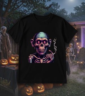 T-shirt col rond noir hommes Visuel Singe Halloween 1 Col rond Hommes / Singe ~ Horreurs