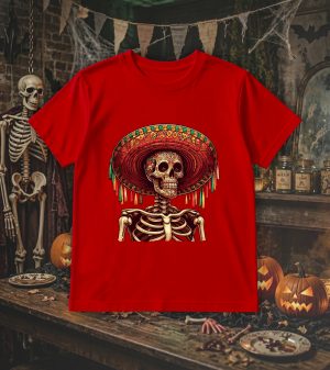 T-shirt col rond rouge enfants Visuel Halloween 1 Col rond Kids / Skull I ~ Horreurs