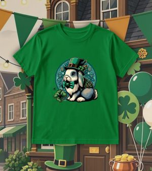 T-shirt col rond vert prairie kids Visuel Lapins I - Saint Patrick Col rond Kids / Lapin ~ Saint Patrick