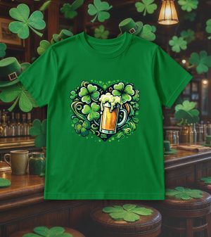 T-shirt col rond vert prairie kids Visuel fête de la Saint Patrick IV - Saint Patrick Col rond Kids / Bière II ~ Saint Patrick