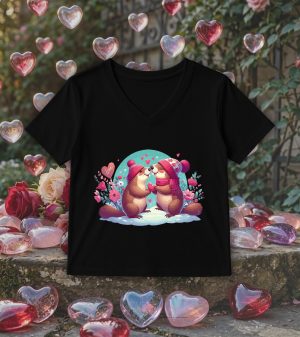 T-shirt noir col V femme vue de face Visuel Marmottes I - Loves Col V Femmes / Marmottes ~ Loves