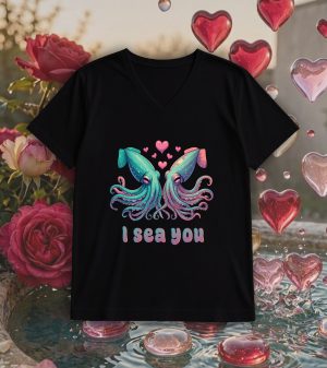 T-shirt noir col V homme vue de face Visuel Calamars I - Loves Col V Hommes / Calamars ~ Loves