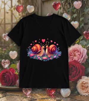 T-shirt noir col V homme vue de face Visuel Escargots I - Loves Col V Hommes / Escargots ~ Loves