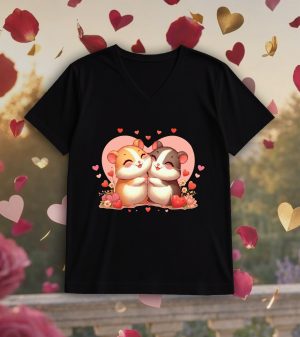 T-shirt noir col V homme vue de face Visuel Hamsters I - Loves Col V Hommes / Hamsters I ~ Loves
