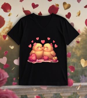 T-shirt noir col V homme vue de face Visuel Poussins I - Loves Col V Hommes / Poussins ~ Loves