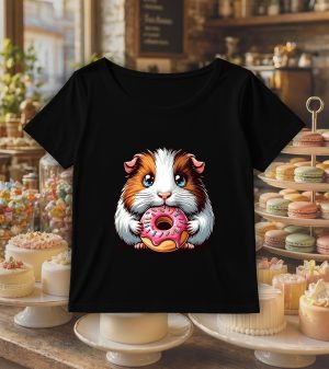 T-shirt noir col rond large femme vue de face Hamsters gateaux I - Eat me, drunk me Col rond Femmes / Hamster ~ Eat me, drink me