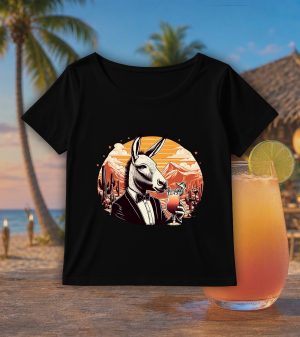 T-shirt noir col rond large femme vue de face Visuel Ânes I - Eat me, drunk me Col rond Femmes / Âne ~ Eat me, drink me