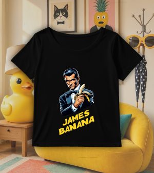 T-shirt noir col rond large femme vue de face Visuel James bond I - Humours Col rond Femmes / James Banana ~ Humours