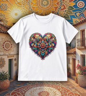 T-shirts blanc kids Coeur mandala I Col rond Kids / Coeur ~ Mandala
