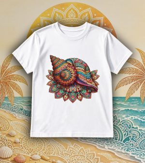 T-shirts blanc kids Coquillage mandala I Col rond Kids / Coquillage ~ Mandala