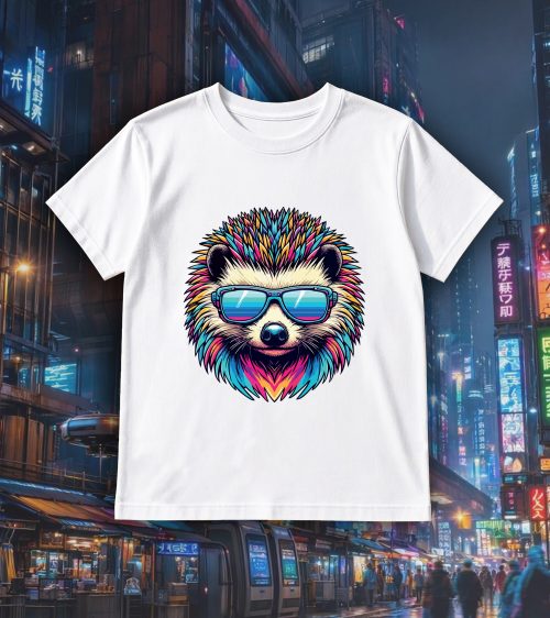 T-shirts blanc kids Hérissons lunettes futuristes I Col rond Kids / Hérisson I ~ Colors Vibes