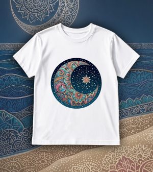 T-shirts blanc kids Lune mandala I Col rond Kids / Lune I ~ Mandala