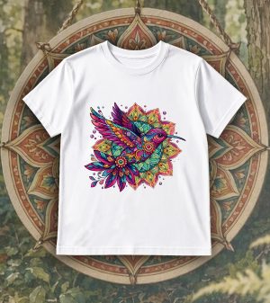 T-shirts blanc kids Oiseaux Mandala I Col rond Kids / Oiseaux ~ Mandala
