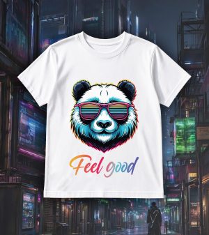 T-shirts blanc kids Panda lunettes futuristes I Col rond Kids / Panda ~ Colors Vibes