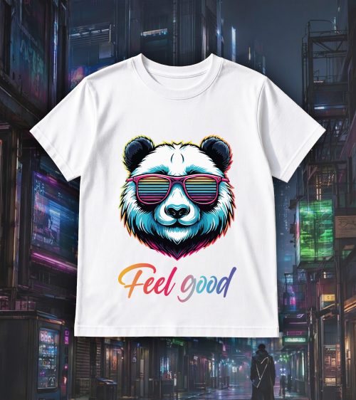 T-shirts blanc kids Panda lunettes futuristes I Col rond Kids / Panda ~ Colors Vibes