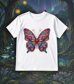 T-shirts blanc kids Papillon Mandala I Col rond Kids / Papillon I ~ Mandala