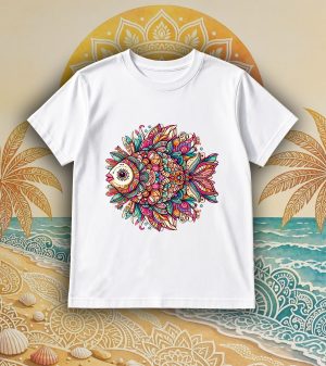 T-shirts blanc kids Poisson Mandala I Col rond Kids / Poisson ~ Mandala