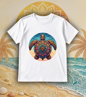 T-shirts blanc kids Tortue mandala I Col rond Kids / Tortue ~ Mandala