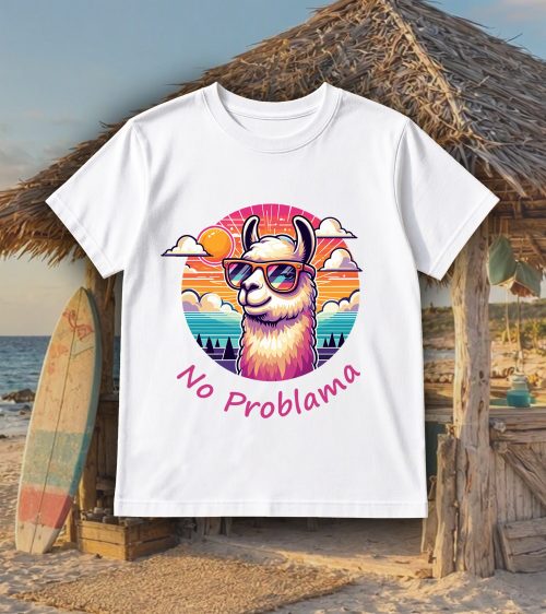T-shirts blanc kids Visuel Alpagas II - Animaux Col rond Kids / Lama III ~ Summers Vibes