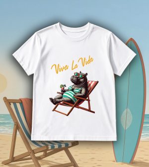 T-shirts blanc kids Visuel Animaux drôles I - Humours Col rond Kids / Hippopotames II ~ Summers Vibes