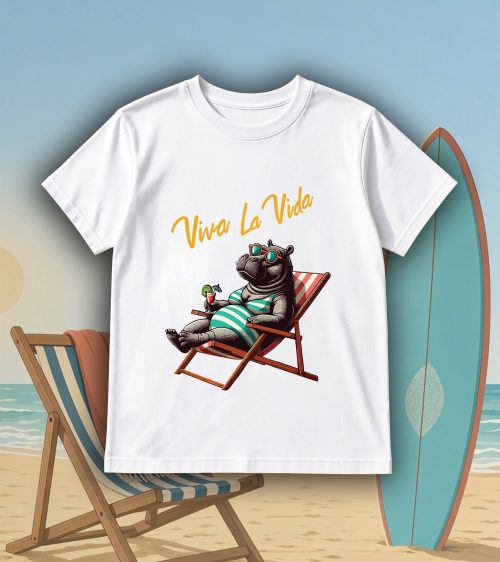 T-shirts blanc kids Visuel Animaux drôles I - Humours Col rond Kids / Hippopotames II ~ Summers Vibes