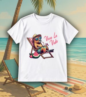 T-shirts blanc kids Visuel Capybara II - Humours Col rond Kids / Capybara II ~ Summers Vibes