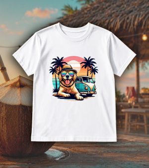 T-shirts blanc kids Visuel Chiens I - Humours Col rond Kids / Chien ~ Summers Vibes