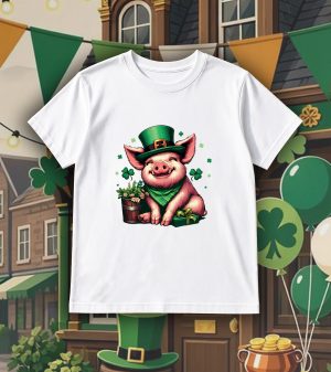 T-shirts blanc kids Visuel Cochons I - Saint Patrick Col rond Kids / Cochon ~ Saint Patrick