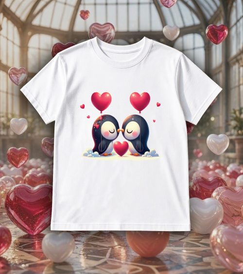 T-shirts blanc kids Visuel Pinguins I - Loves Col rond Kids / Pinguins I ~ Loves