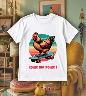 T-shirts blanc kids Visuel Poules III - Humours Col rond Kids / Poule III ~ Humours