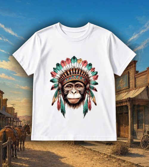 T-shirts blanc kids Visuel singes I - Western Col rond Kids / Singe ~ Westerns