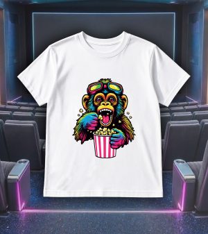 T-shirts blanc kids Visuels singe pop corn I - Fantastiques & Sciences fictions Col rond Kids / Singe I ~ Fantastiques & Sciences fictions