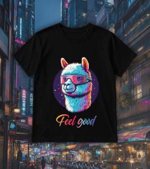 T-shirts noir kids Alpaga lunettes futuristes I Col rond Kids / Alpaga ~ Colors Vibes