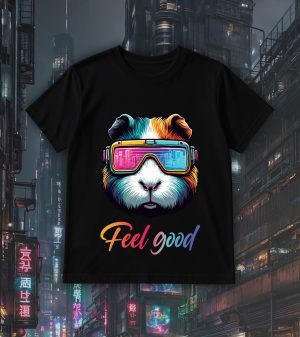 T-shirts noir kids Cochons d'Inde lunettes futuristes I Col rond Kids / Cochon d’Inde ~ Colors Vibes