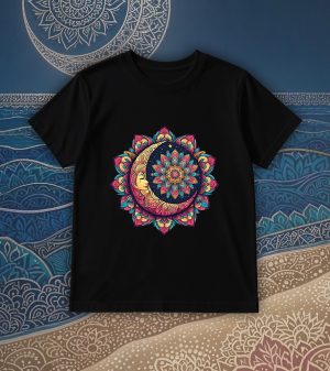 T-shirts noir kids Lune mandala II Col rond Kids / Lune II ~ Mandala