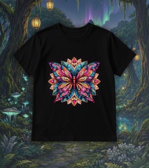T-shirts noir kids Papillon Mandala II Col rond Kids / Papillon I ~ Mandala
