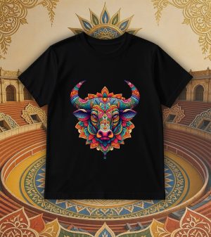 T-shirts noir kids Taureau Mandala I Col rond Kids / Taureau ~ Mandala