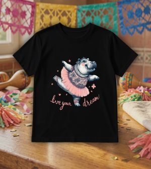 T-shirts noir kids Visuel Animaux drôles II -Dances & fiestas Col rond Kids / Hippopotame ~ Danses & Fiestas