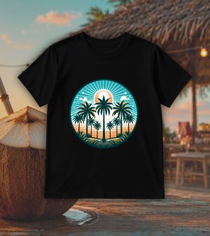 T-shirts noir kids Visuel Fleurs I - Natures Col rond Kids / Palmiers ~ Summers Vibes