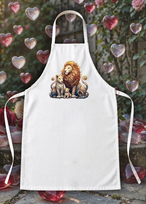 Tablier blanc vue de face Visuel Lions I - Animaux Tablier Lions ~ loves