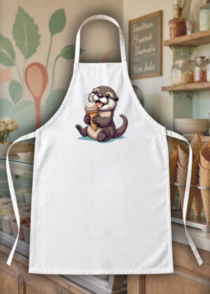 Tablier blanc vue de face Visuel Loutre glace I - Eat me, drunk me Tablier Loutre ~ Eat me & Drink me