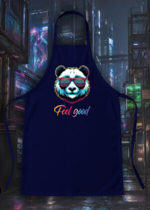 Tablier bleu marine vue de face Panda lunettes futuristes I Tablier Panda ~ Colors Vibes