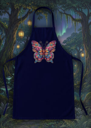 Tablier bleu marine vue de face Papillon Mandala I Tablier Papillon I ~ Mandala