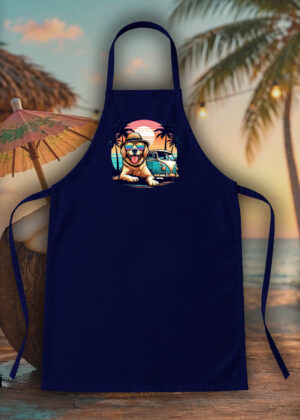 Tablier bleu marine vue de face Visuel Chiens I - Humours Tablier Chien ~ Summers Vibes