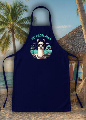 Tablier bleu marine vue de face Visuel Lamas I - Animaux Tablier Lama I ~ Summers Vibes