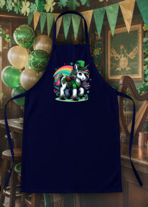 Tablier bleu marine vue de face Visuel Licornes I - Saint Patrick Tablier Licorne ~ Saint Patrick
